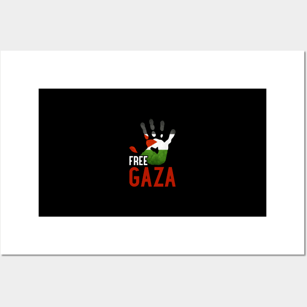 FREE GAZA - Freedom For Palestinian Flag Symbol Of Bravery Wall Art by mangobanana